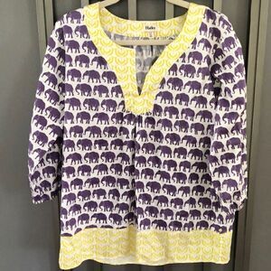 Hatley Purple elephant cotton tunic top size S